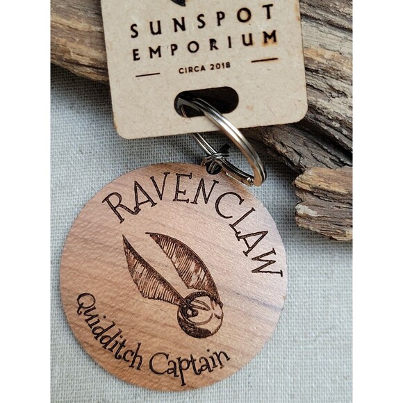 Harry Potter Wizarding Ravenclaw Wood Keychain Key Fob Quidditch Captain - Picture 2 of 5